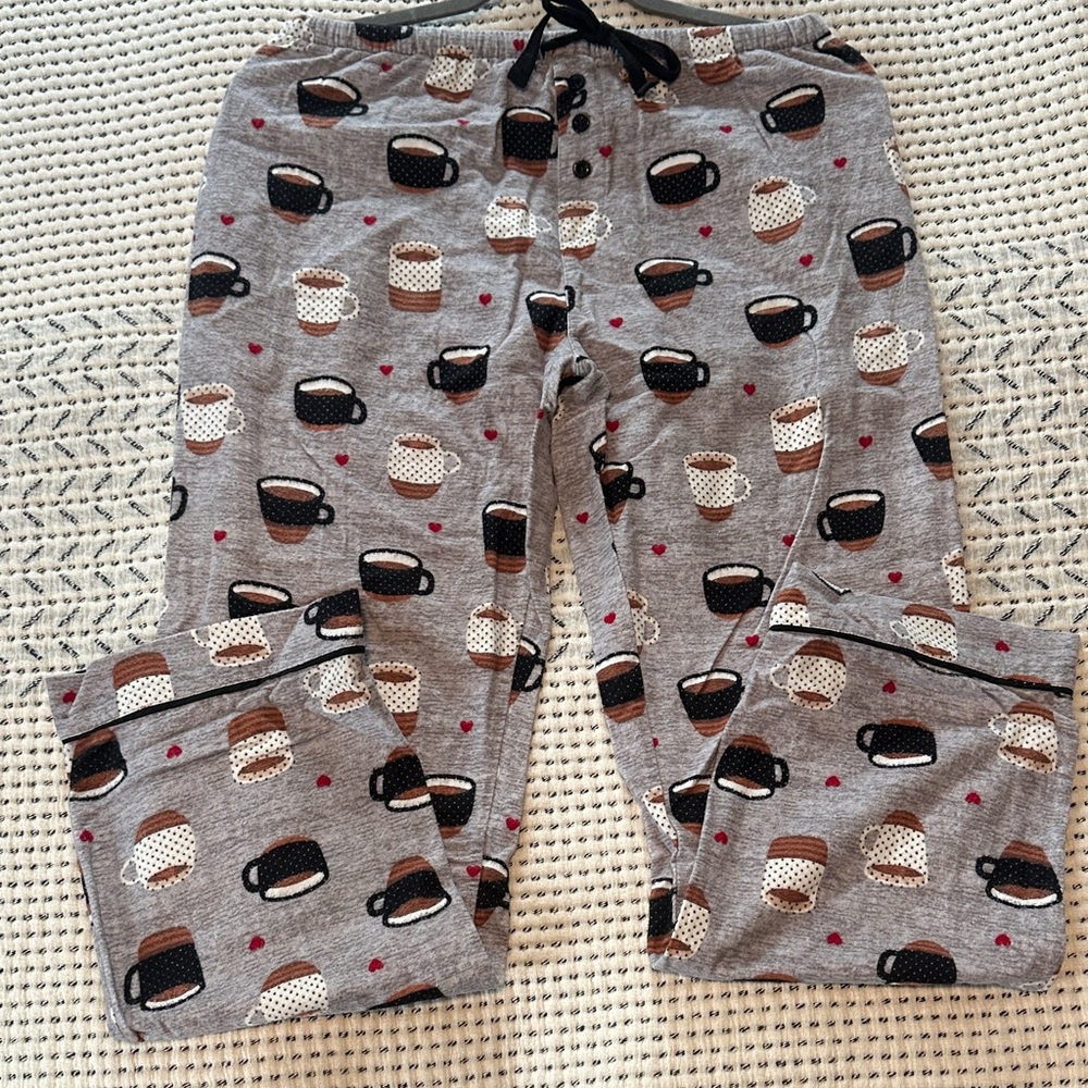 PJ Salvage Coffee Cup Print Flannel Pajama Set - Picture 3 of 3